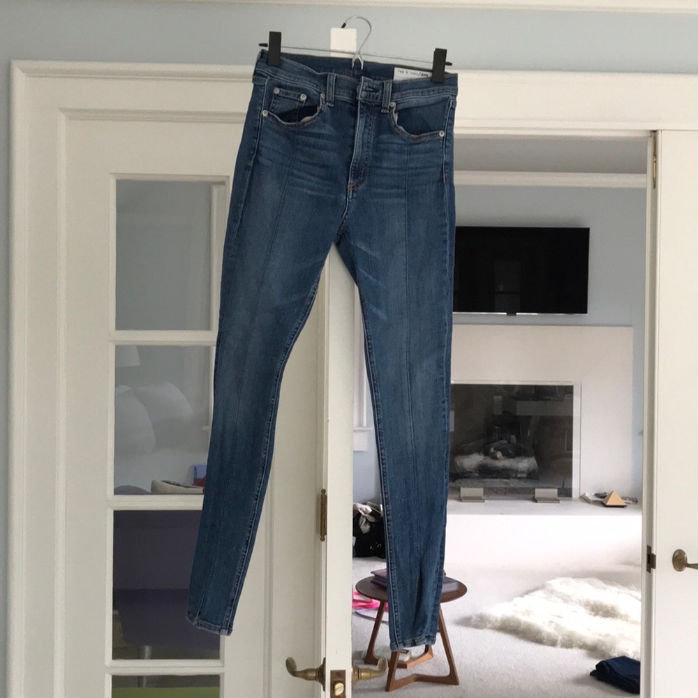RAG & BONE split hem high waist skinny jeans